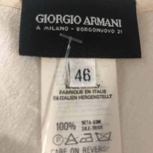 Giorgio Armani Ivory Silk Zip Front Top